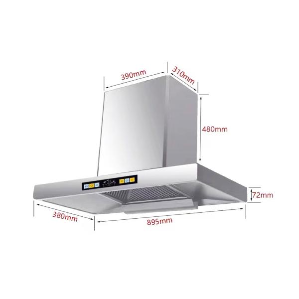 Buy cheap Integrated Cooker Curved Glass Cooker Hood 90cm Copper Motor from wholesalers