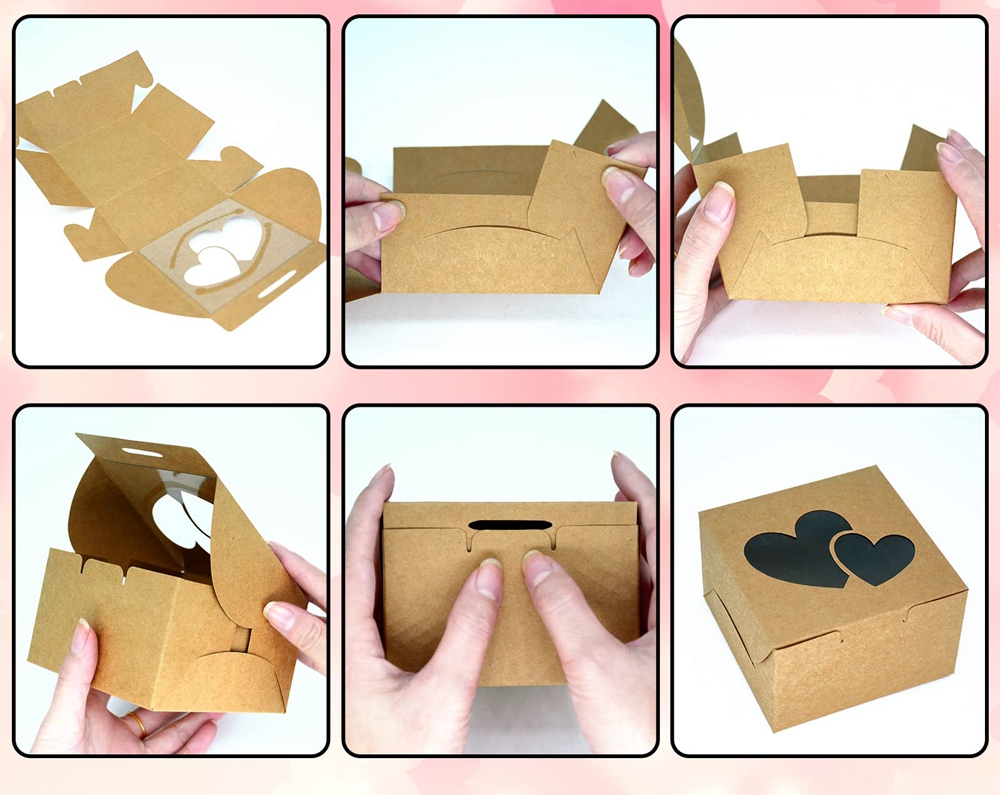 Convenient Takeaway Kraft Paper Box for Cupcakes According to Your Request