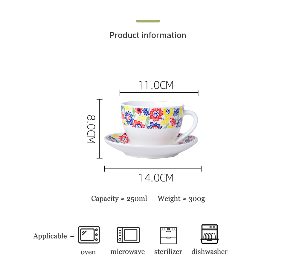 Floral Design Style 12pcs Ceramic Cups And Saucers For Tea Taza De Cafe Tasse A Cafe