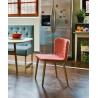 Buy cheap Wooden Leg Fiberglass Dining Chair Modern Fabric Upholstered Cover 46cm High from wholesalers