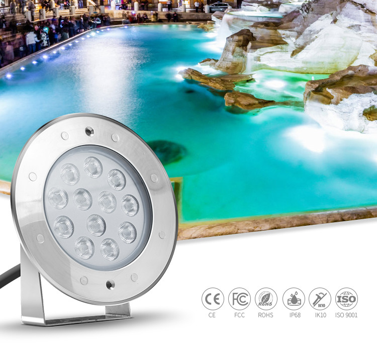 RGB Color Underwater LED Spotlights 9W DC12V SS316L With Ce Rohs Certification