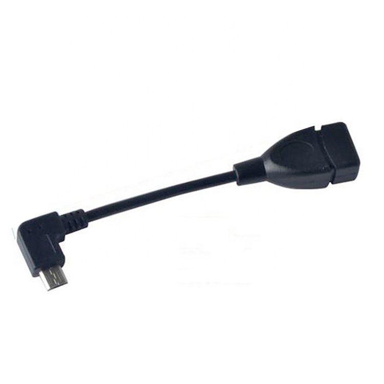 90 Degree Angle Micro B to USB Type A Female OTG Adapter Cable