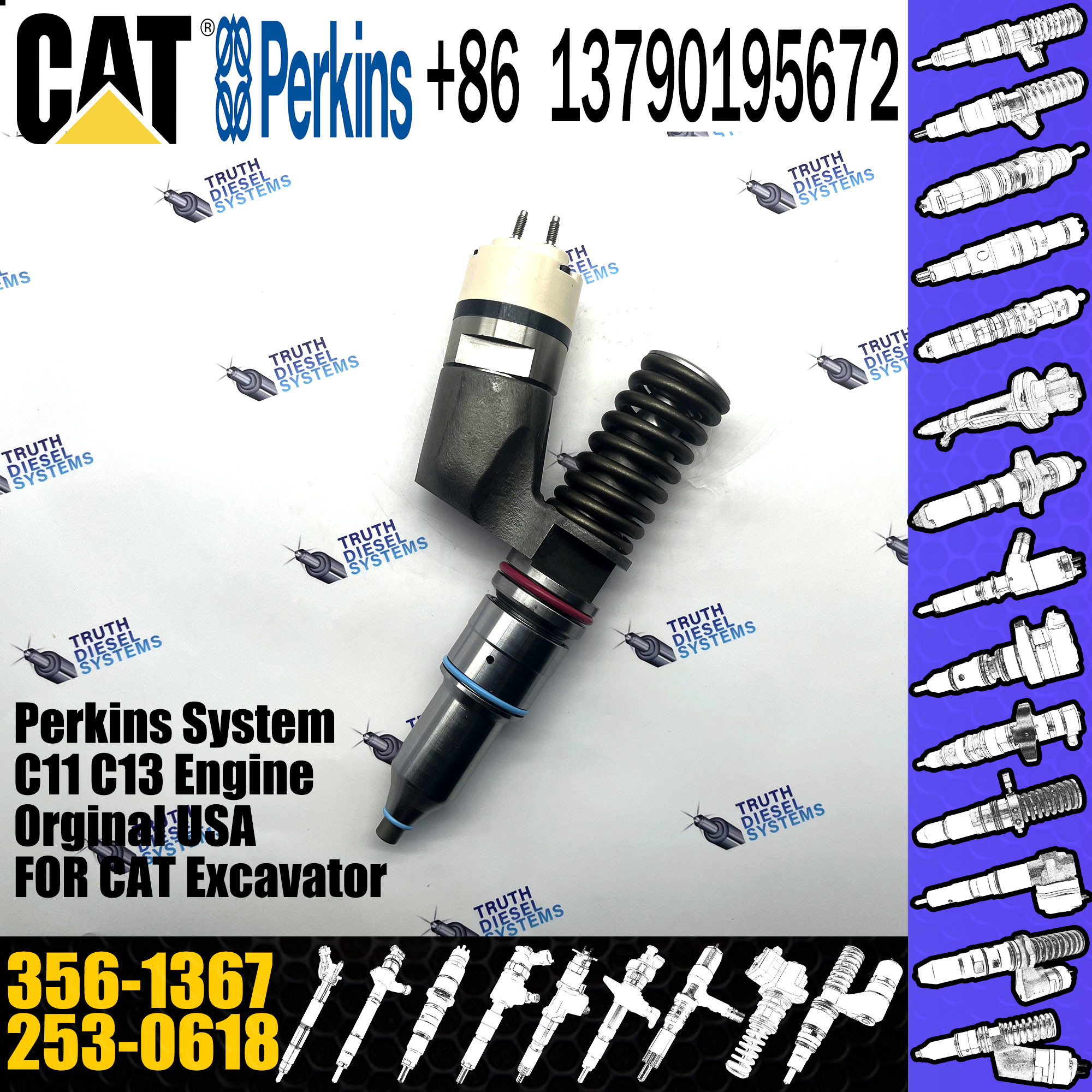 Excavator Engine Parts C15 fuel injector 253-0618 356-1367 2530618 3561367