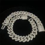 2Raw Moissanite Cuban Chain Bracelet 24inch 14mm Cuban Link For Birthday Party