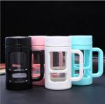 Customized Modern 16oz 450ml Glass Insulated Water Bottle Tea Infuser Glass