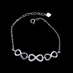 Plated Rhodium 925 Cubic Zirconia Heart Bracelet Sterling Silver Charm For Lady