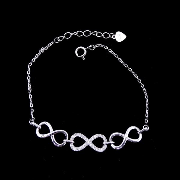Buy cheap Plated Rhodium 925 Cubic Zirconia Heart Bracelet Sterling Silver Charm For Lady from wholesalers