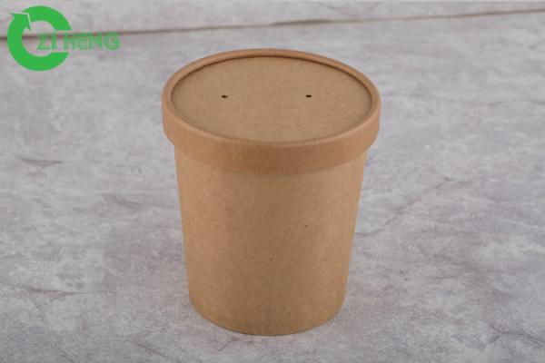 Buy cheap Food Grade Kraft Paper Cups 16 Oz Double PE Coating Thick Top Edge For Salad from wholesalers