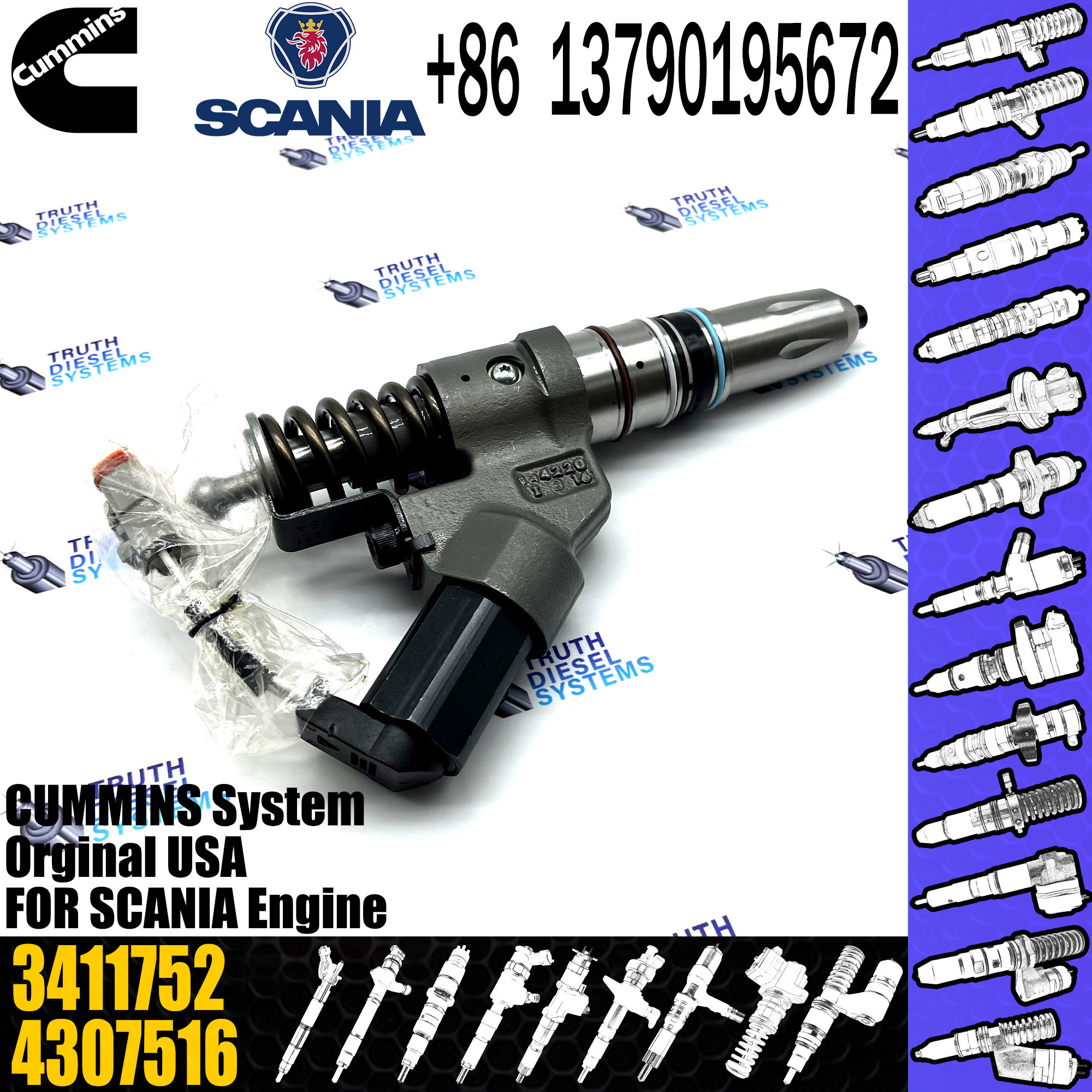 Injector Common Rail Injector 3652542 3652541 4902921 3096538 3411752 3087557 3084589 3411753 3095040 for Cummins M11