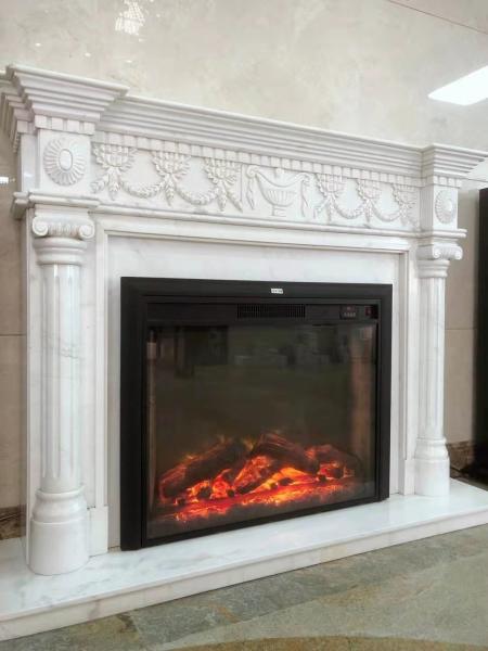 Buy cheap 30mm Thick White Marble Tile Fireplace Mantel Throughout Surround Inspirations from wholesalers