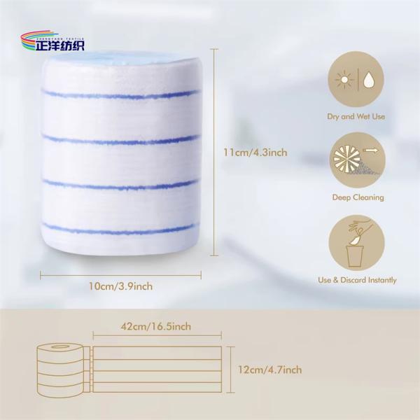 Buy cheap 12x42cm Microfiber Cleaning Mop White Fabric Blue Stripes Non-Woven Cloth Disposable Mop Refill Pad from wholesalers