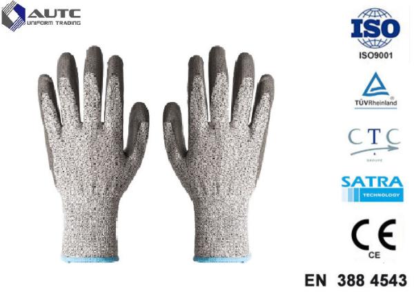 Buy cheap Elastic Seamless Knit Industrial Safety Hand Gloves 3 Gauge HPPE Liner PU Coated from wholesalers