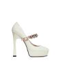 Buy cheap Pointed Toe Mirror Platform Heel Shoes Sewed Bead With Diamond Chain from wholesalers