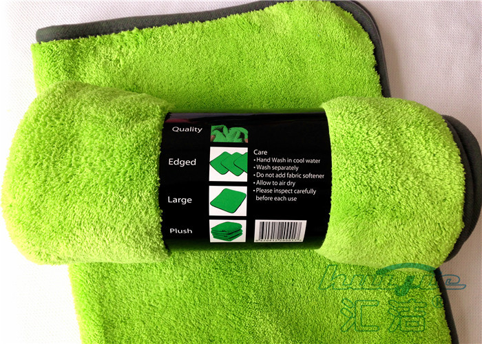 Green Color Microfiber Super Soft Super Absorbent 80% Polyester 20% Polyamide Car Cleaning Towels
