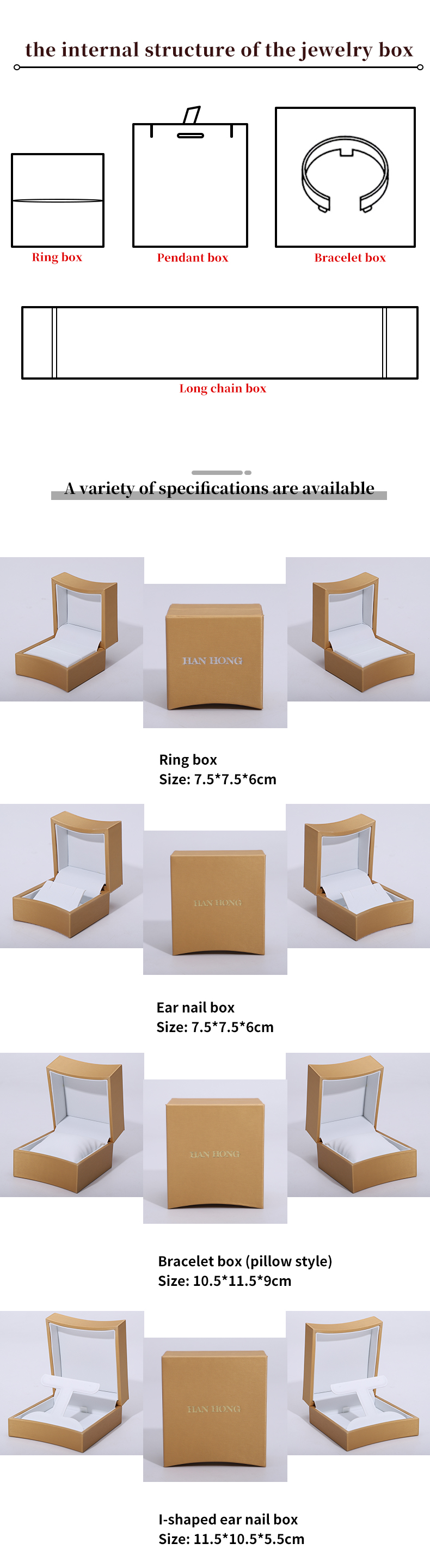 Golden Arc Shaped Faux Leather Jewelry Box Luxury Jewelry Storage Packaging Case