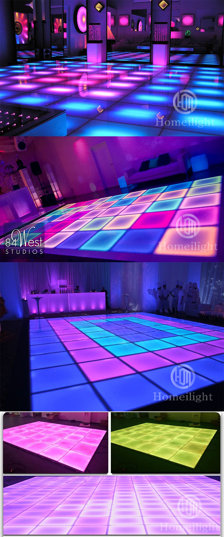 50000 Working Hours DMX512 Control LED Dance Floor for DJ Stage Show and Weddings