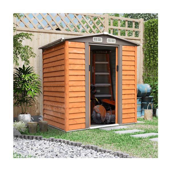 Buy cheap AJUNION Modern Design Metal Storage Shed for Sheds Storage 55.5kg Wood Grain Effect from wholesalers