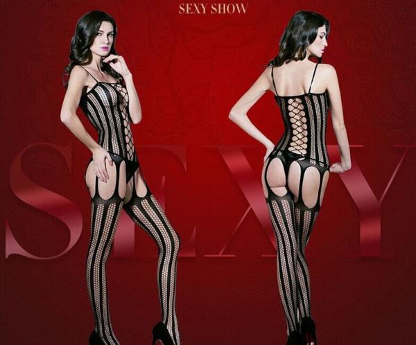 Buy cheap Netting hollow strap striped coveralls socks sexy lingerie for personality women from wholesalers