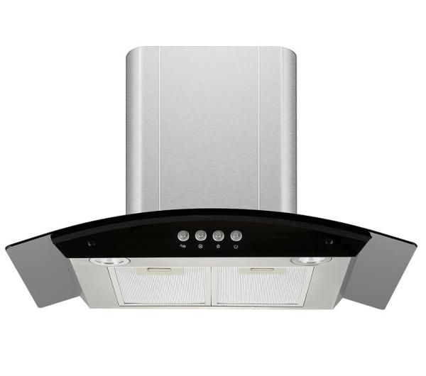 Stainless Steel Glass Arc shaped Kitchen Range Hood Low Noise Electric Chimney