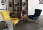 Solid Wood Comfortable Reading Chair , Cozy Arm Fabric Tiger Living Room Chairs