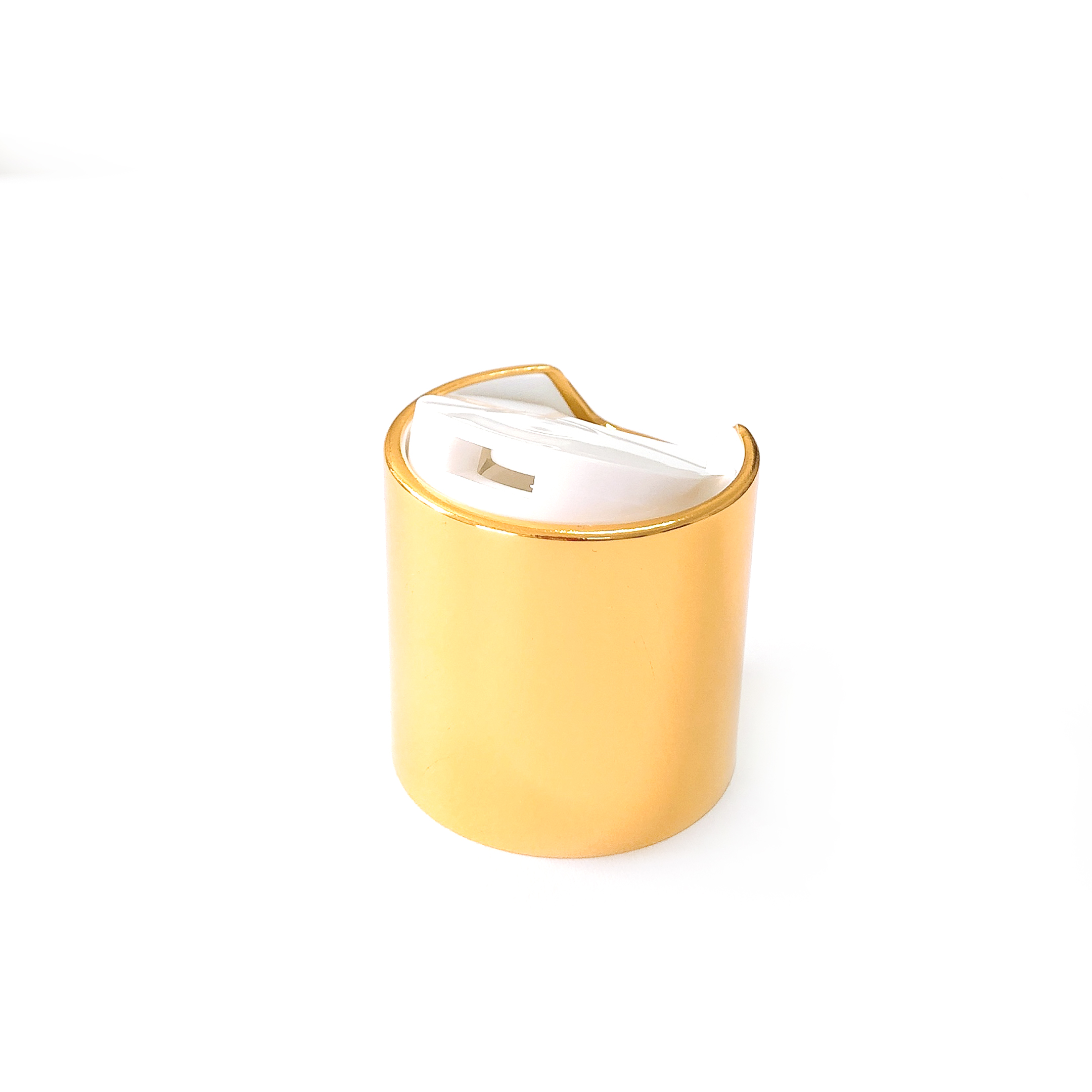 Wholesale shining aluminum golden disc top cap customized PP disc top cap