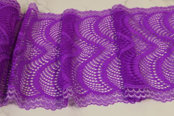 Buy cheap 9.05in Stretch Double Galloon Lace , Geometric Purple Lace Trim from wholesalers