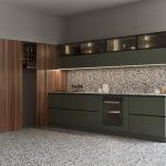 Waterproof Kitchen Furniture For Apartment Green Color PVC Kitchen Cabinets