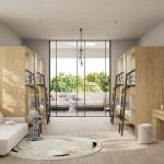 Hostel-Ready Fully Enclosed Modern Apartment Wooden Bunk Beds and Steel Foot
