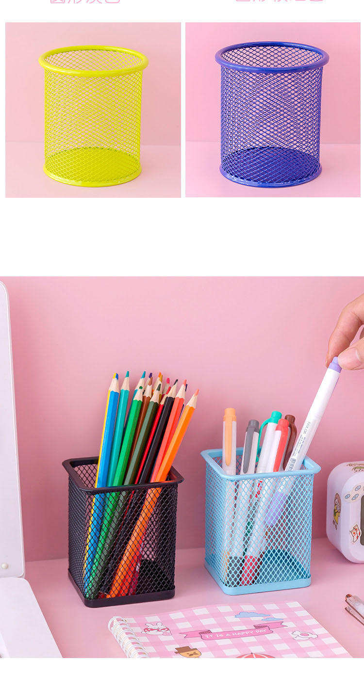 2022 Office Stand Cute Pen Container Desktop Personalized Metal Mesh Pen Holder in Green