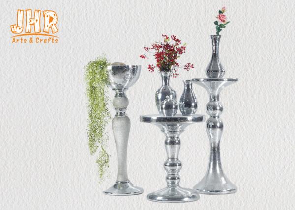 Buy cheap Silver Mirror Mosaic Fiberglass Pedestal Plant Stand Round Telephone Table from wholesalers