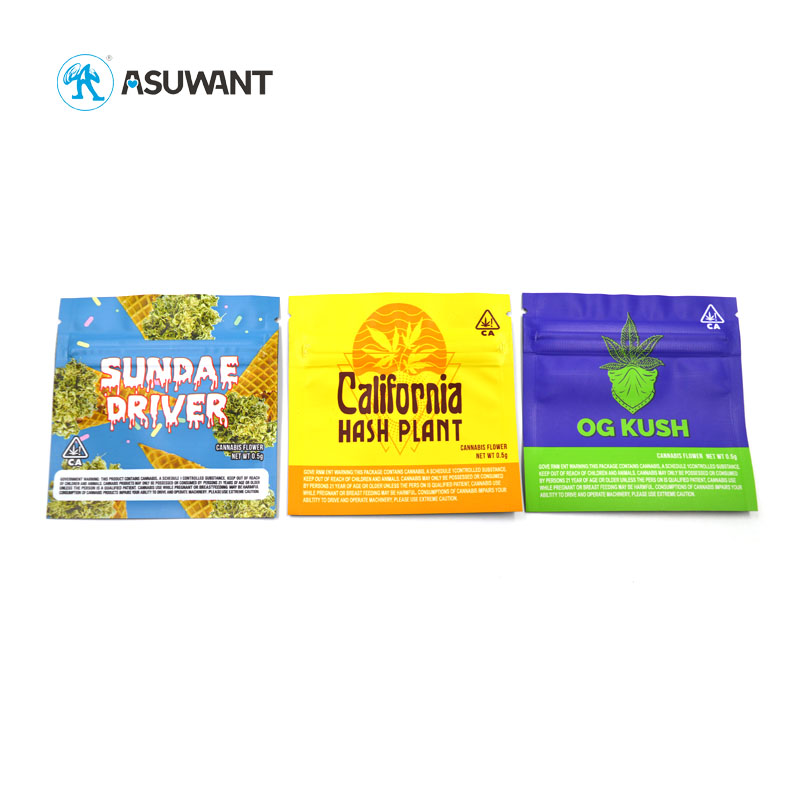 Customized Logo Biodegrabale Child Proof Zipper Bags Cocaine Packaging Stand Up Pouches