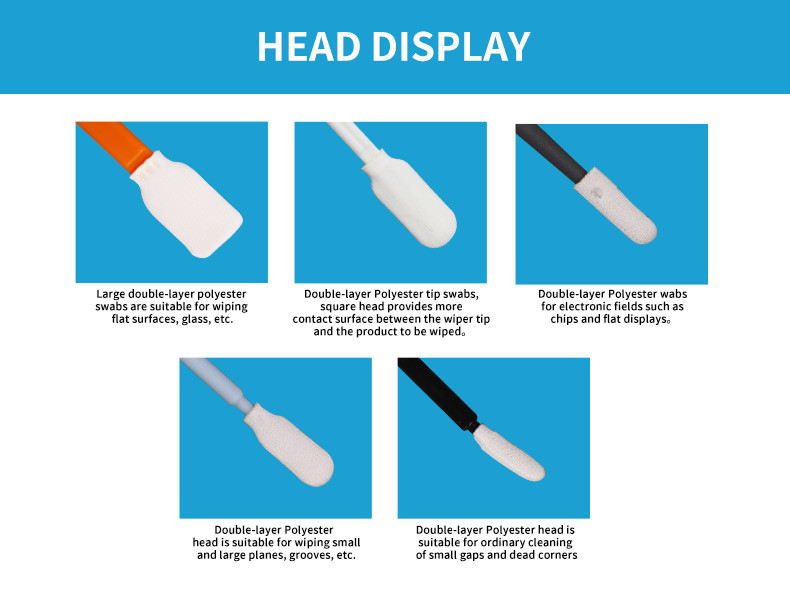 100pcs/bag PS707 Cleanroom Industrial Cleaning Sterile Double Layered Polyester Knit Head Gun Cleaner Swab