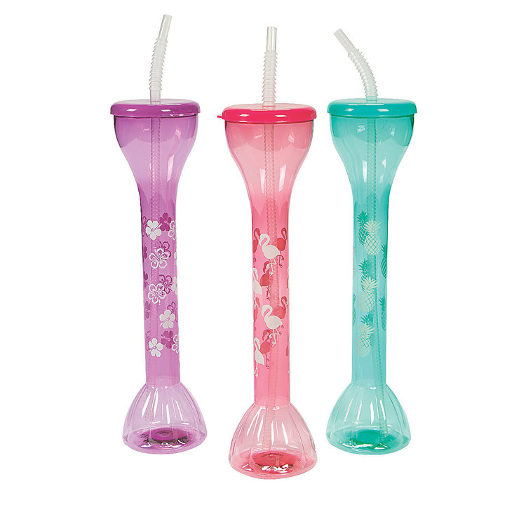 PET Party Yard Cups With Lids And Straws Luau Plastic Yard Glasses For Party Event