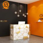 Solid Surface Nail Reception Table Small Reception Desk For Beauty Salon