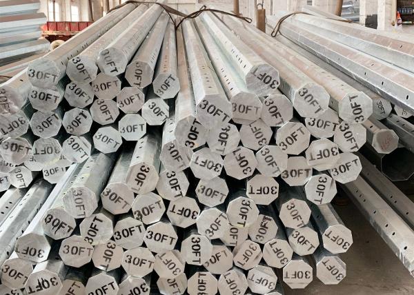 Buy cheap 30ft 3mm Thick Hot Dip Galvanized Octagonal Power Transmission Steel Pole from wholesalers