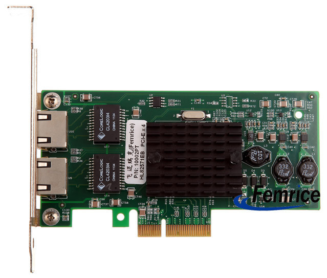 Femrice 10/100/1000Mbps Dual Port RJ45 Slots Ethernet Server Adapter Intel 82571EB Chipset PCIex4 Server Network Cards