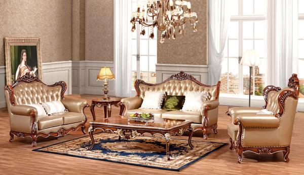 Buy cheap New French style picture leather and wood sofa furniture antique classic sofa set from wholesalers
