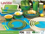 Buy cheap Food Grade Safe Bamboo Tableware Set Contrast Blue And Green Color Smooth from wholesalers