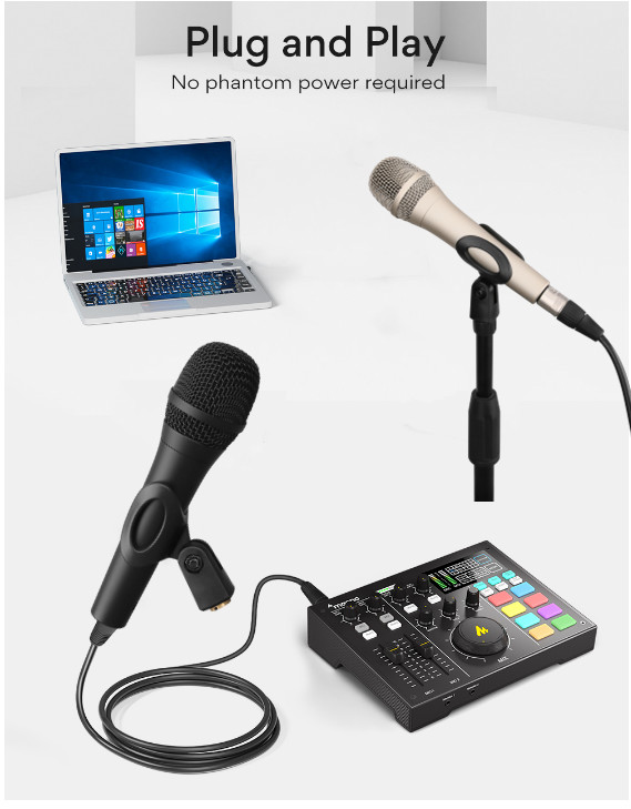 Party 65dB SNR wired Condenser Microphone With Sound Card CE ROHS