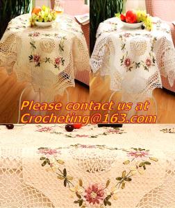 Wholesale lace table cloth for wedding cutout, Tablemat, Corcheted Lace Table linen, Tablecloth from china suppliers