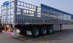 Side Wall Fence Semi Trailer 70 Tons Loading 3mm Diamond Checked Flatbed