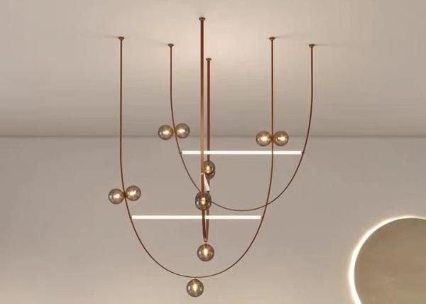 Buy cheap Nordic Home Restaurant Leather Lighting Modern Clearly Glass Shade large Chandelier For Bar from wholesalers