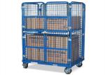 Demountable Rolling Storage Cage Heavy Duty Stackable Zinc Plated Surface