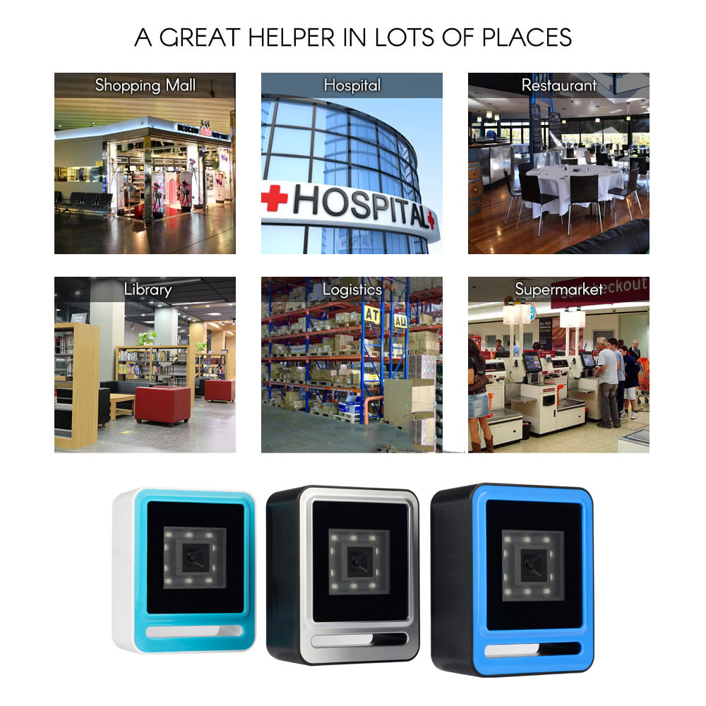 Omnidirectional High Speed Barcode Reader 2D Handsfree Qr Code Desktop Scanner