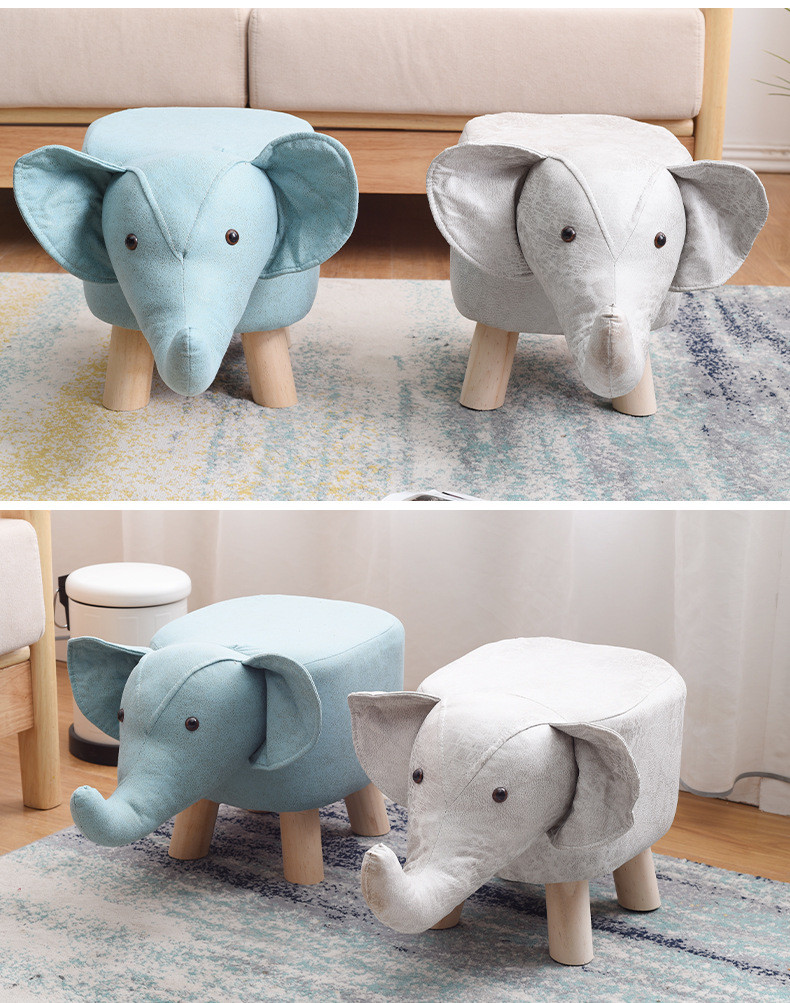 Solid Wood Children's Cartoon Household Shoe Stool 50X25X28cm