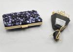 Flower Gemstone Ladies Evening Clutch Bags Purse Purple Color Acrylic