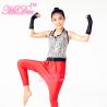 Buy cheap Sporty Hip Hop Dance Apparel Sleeveless Sequin Bodice Red Leotard With Fingerless Gloves from wholesalers