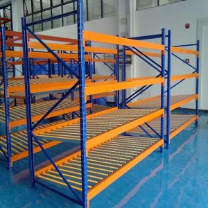 China ODM Blue Roller Racking System Warehouse 390mm Gravity Flow Rack System on sale