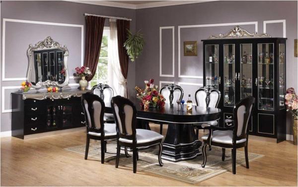 Buy cheap 6 Seat Black Round Luxury Wood Dining Room Sets Solid Wood Dining Table And Chair from wholesalers