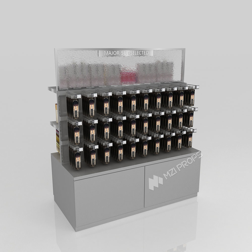 GDR11-ZD01-C Retail Store Display with Rods and Hooks and Adjustable Shelves for Beauty Counters